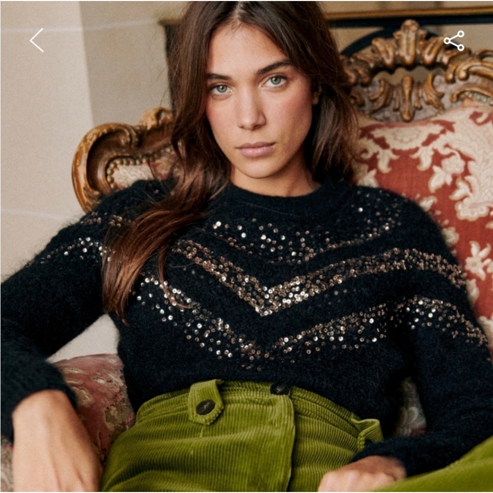 Sezane Shelby Sweater Noir. - Size S